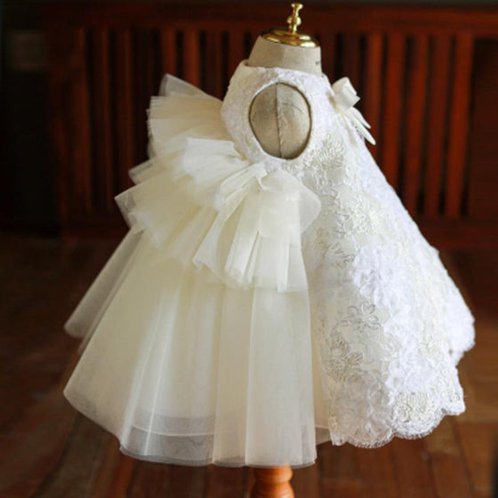 Iris - Flower Girl and Baptism Dress With Elegant Lace Bow