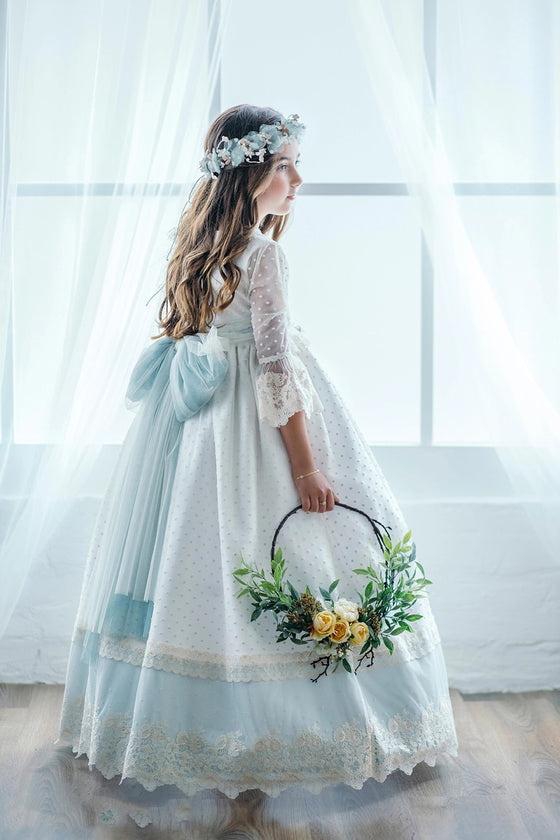Sarah - Incroyable robe florale à manches pétales