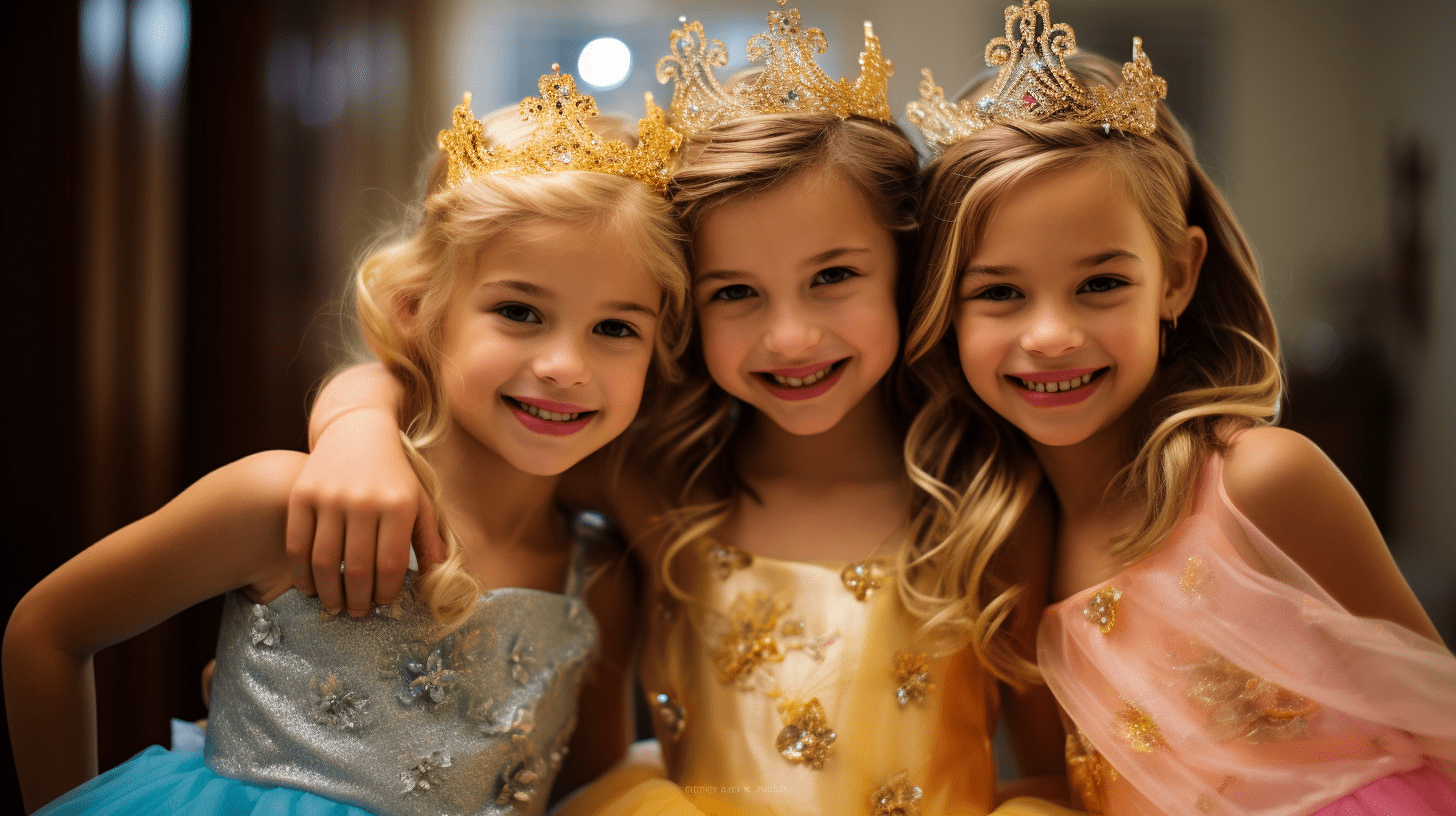 Eye-level commercial photography of three happy smiling girls